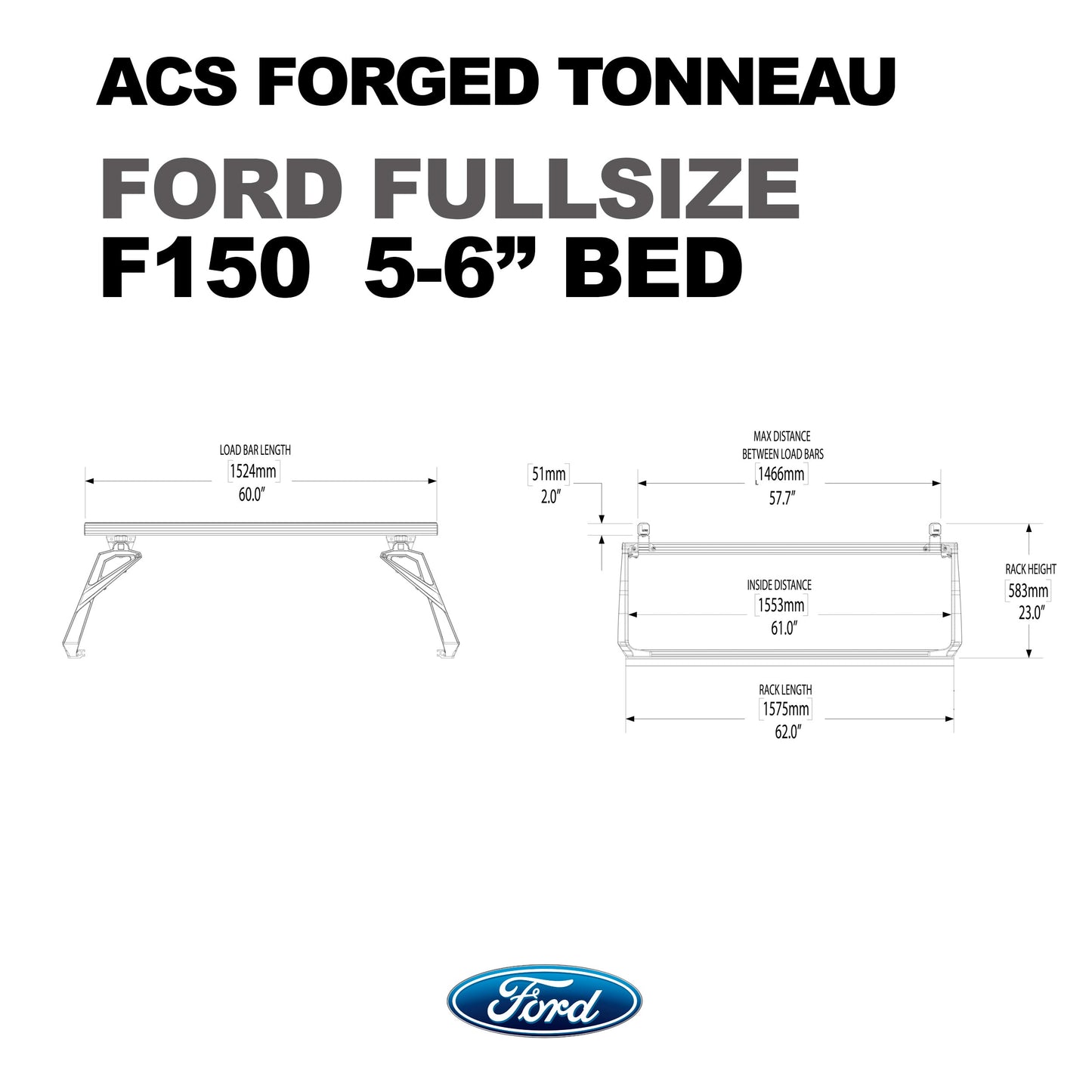 ACS FORGED TONNEAU - SOLO RACK - Ford