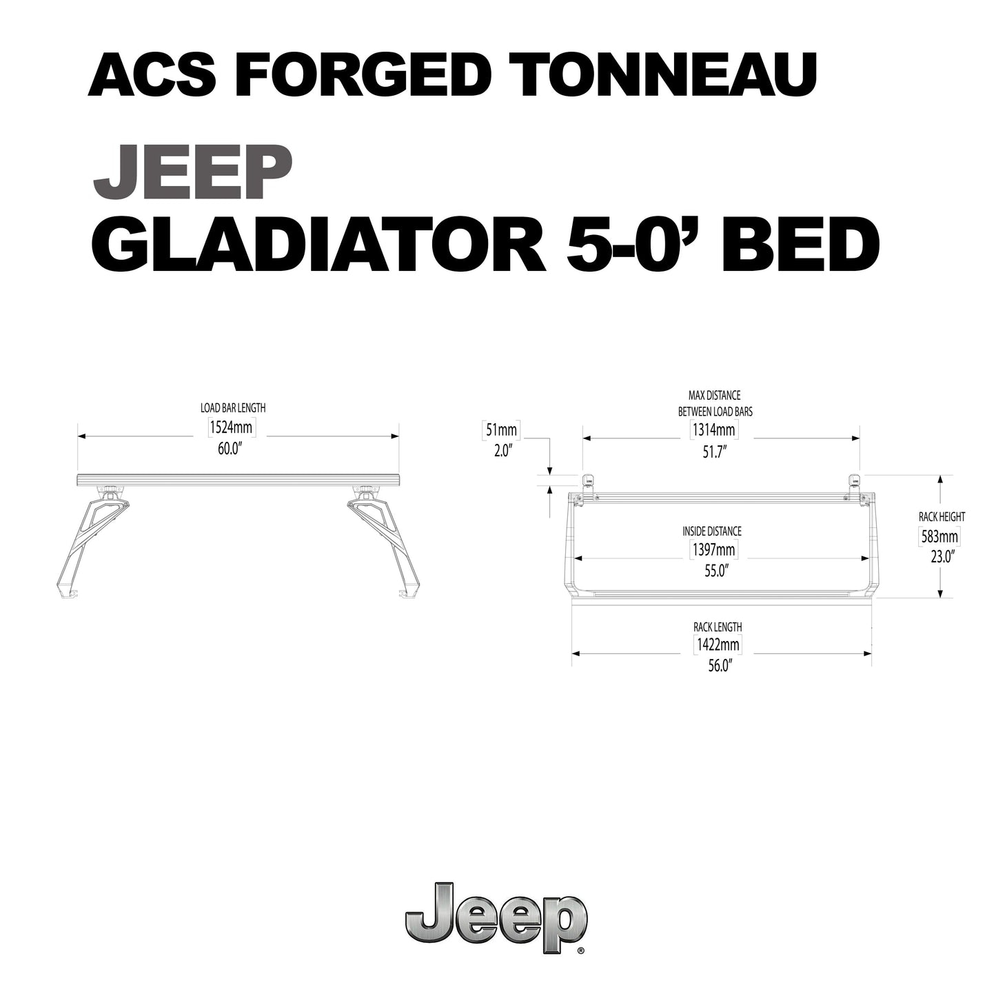 ACS FORGED TONNEAU - SOLO RACK - JEEP