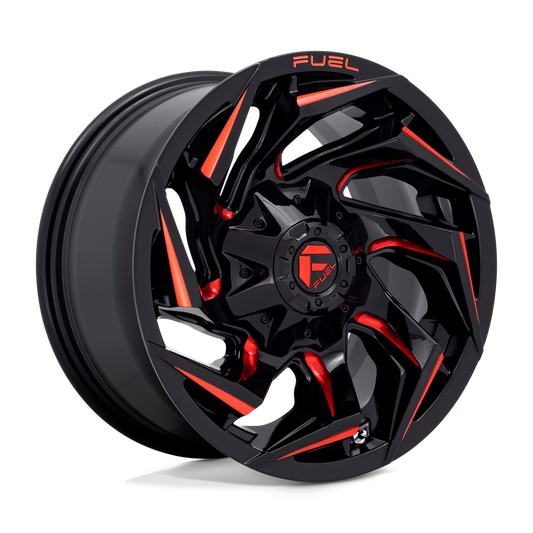 FUEL REACTION GLOSS BLACK MILLED W/ RED TINT 20X10 6X139/6X135 ET-18